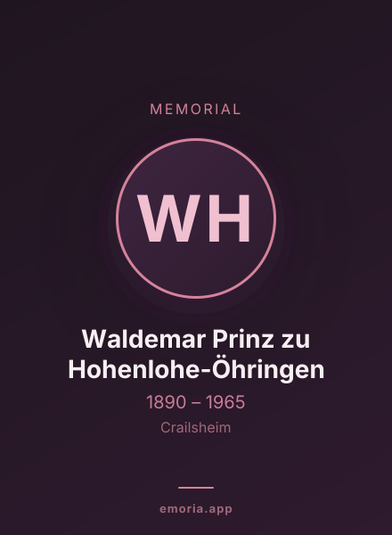 Memorial portrait of Waldemar Prinz zu Hohenlohe-Öhringen