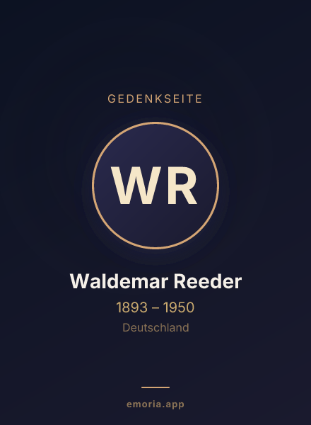 Gedenkportrait von Waldemar Reeder