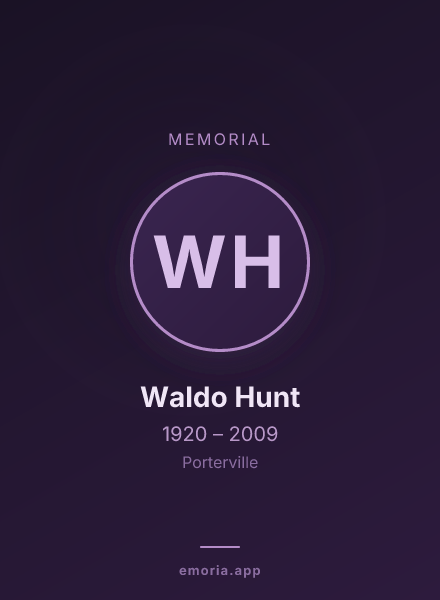 Memorial portrait of Waldo Hunt
