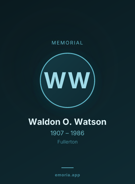 Memorial portrait of Waldon O. Watson