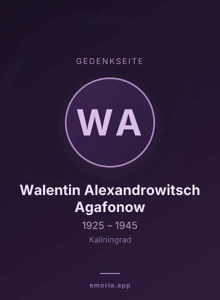 Gedenkportrait von Walentin Alexandrowitsch Agafonow