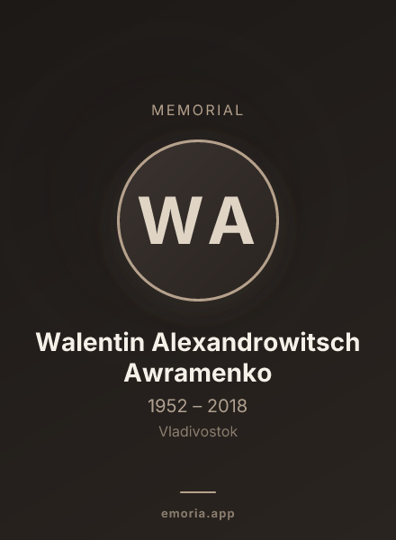 Memorial portrait of Walentin Alexandrowitsch Awramenko