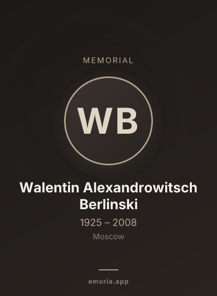 Memorial portrait of Walentin Alexandrowitsch Berlinski