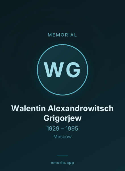 Memorial portrait of Walentin Alexandrowitsch Grigorjew