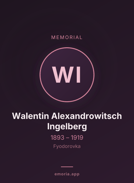 Memorial portrait of Walentin Alexandrowitsch Ingelberg