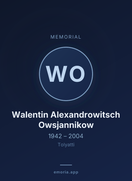 Memorial portrait of Walentin Alexandrowitsch Owsjannikow