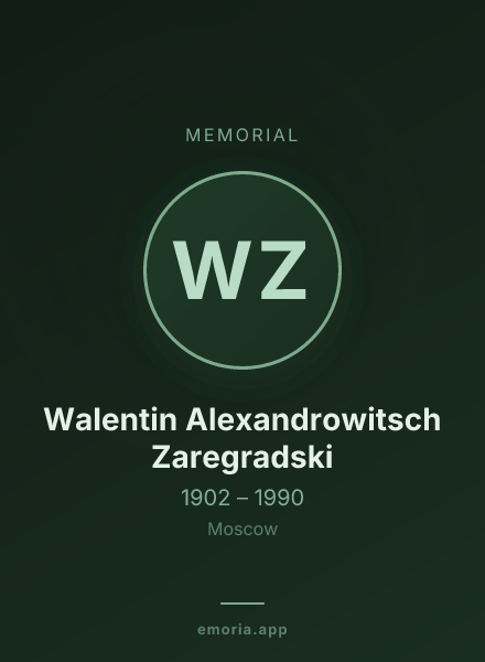 Memorial portrait of Walentin Alexandrowitsch Zaregradski
