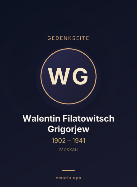 Gedenkportrait von Walentin Filatowitsch Grigorjew