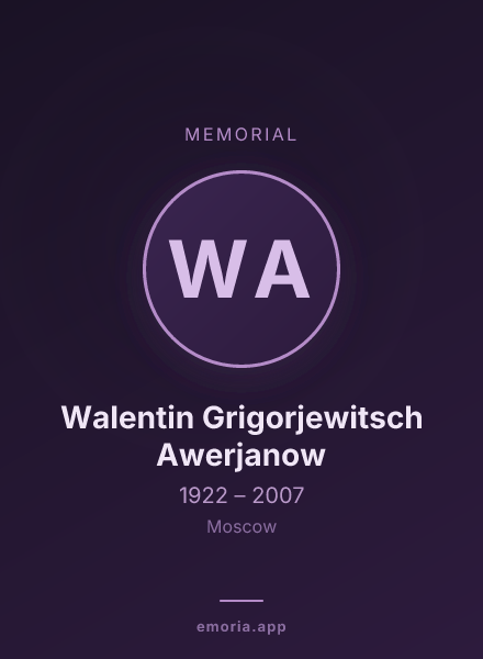 Memorial portrait of Walentin Grigorjewitsch Awerjanow