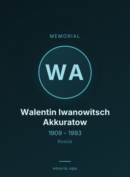 Memorial portrait of Walentin Iwanowitsch Akkuratow