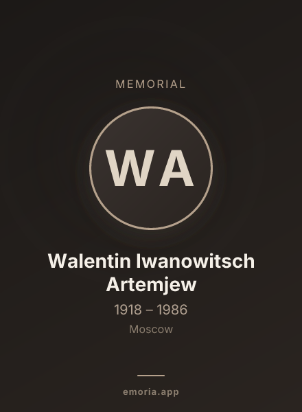Memorial portrait of Walentin Iwanowitsch Artemjew