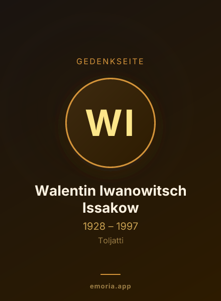 Gedenkportrait von Walentin Iwanowitsch Issakow
