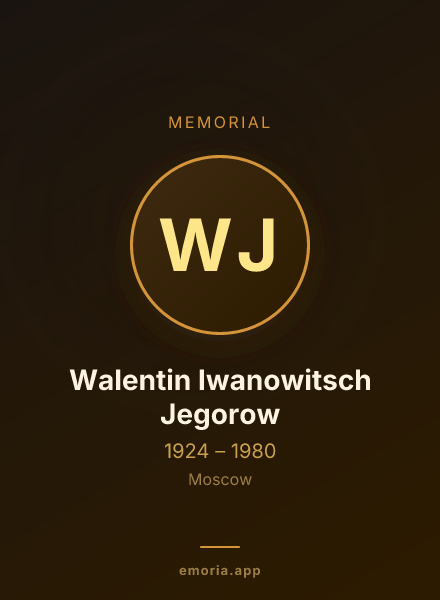 Memorial portrait of Walentin Iwanowitsch Jegorow
