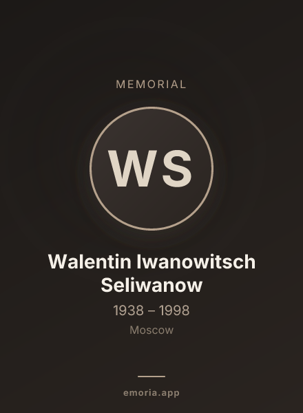 Memorial portrait of Walentin Iwanowitsch Seliwanow
