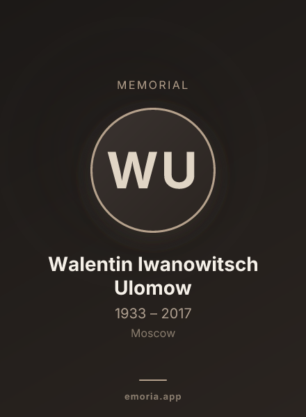 Memorial portrait of Walentin Iwanowitsch Ulomow