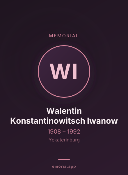 Memorial portrait of Walentin Konstantinowitsch Iwanow