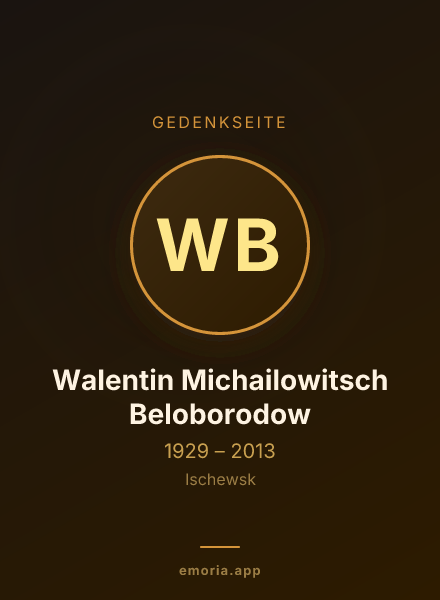 Gedenkportrait von Walentin Michailowitsch Beloborodow