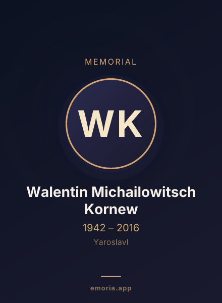 Memorial portrait of Walentin Michailowitsch Kornew