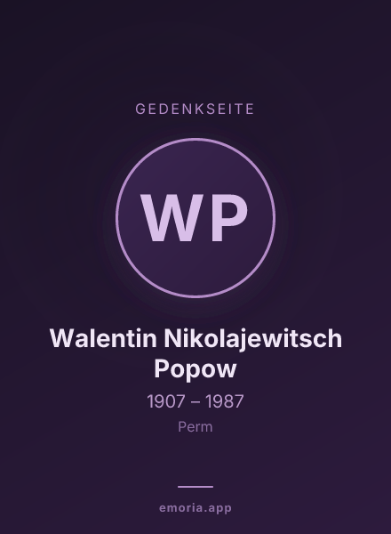 Gedenkportrait von Walentin Nikolajewitsch Popow