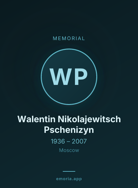Memorial portrait of Walentin Nikolajewitsch Pschenizyn
