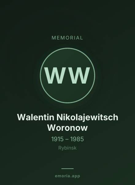 Memorial portrait of Walentin Nikolajewitsch Woronow