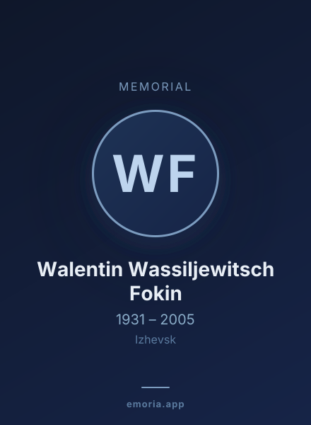 Memorial portrait of Walentin Wassiljewitsch Fokin