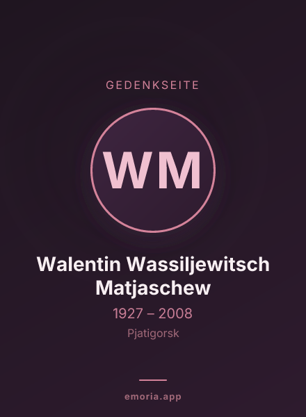 Gedenkportrait von Walentin Wassiljewitsch Matjaschew