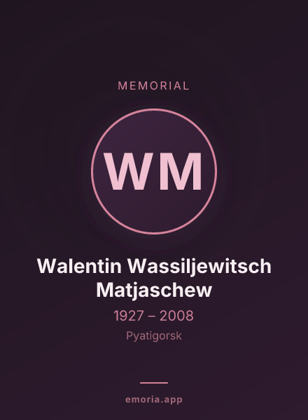 Memorial portrait of Walentin Wassiljewitsch Matjaschew