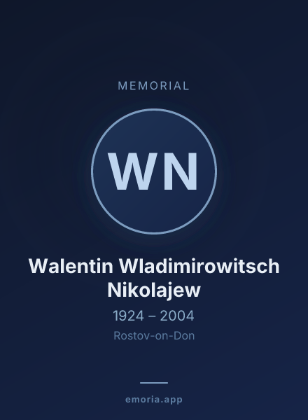 Memorial portrait of Walentin Wladimirowitsch Nikolajew