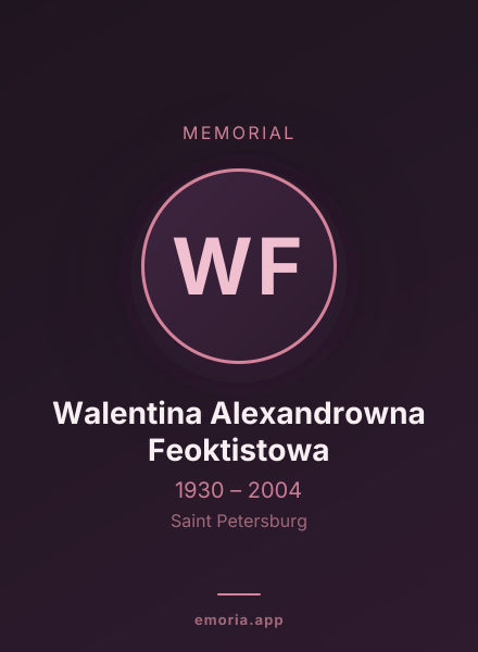 Memorial portrait of Walentina Alexandrowna Feoktistowa