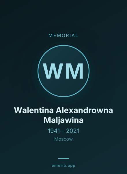 Memorial portrait of Walentina Alexandrowna Maljawina