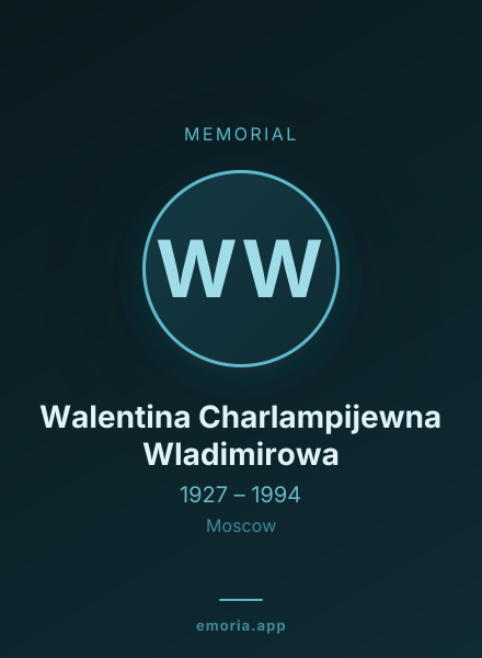 Memorial portrait of Walentina Charlampijewna Wladimirowa