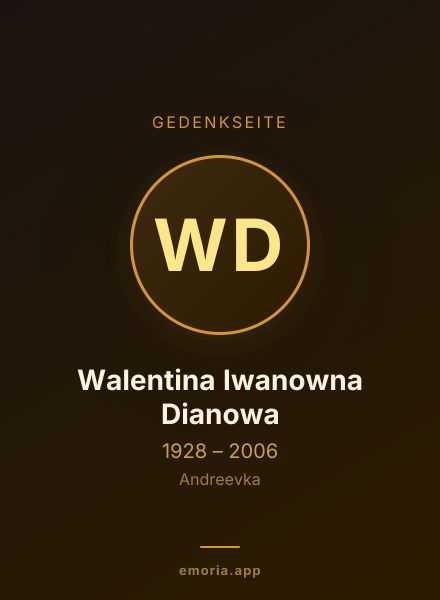 Gedenkportrait von Walentina Iwanowna Dianowa