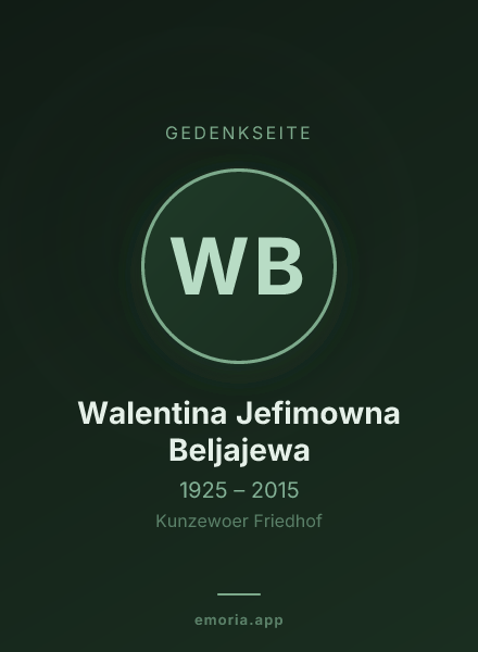Gedenkportrait von Walentina Jefimowna Beljajewa