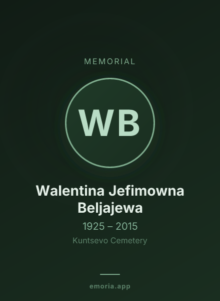Memorial portrait of Walentina Jefimowna Beljajewa