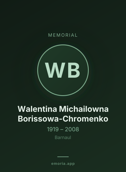 Memorial portrait of Walentina Michailowna Borissowa-Chromenko