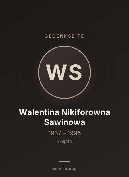 Gedenkportrait von Walentina Nikiforowna Sawinowa