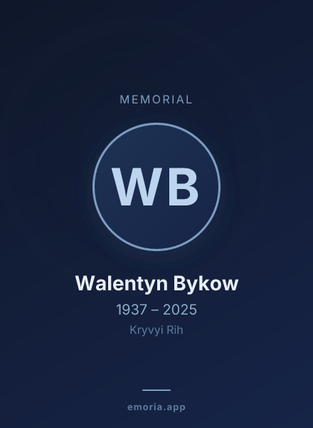 Memorial portrait of Walentyn Bykow