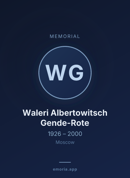 Memorial portrait of Waleri Albertowitsch Gende-Rote
