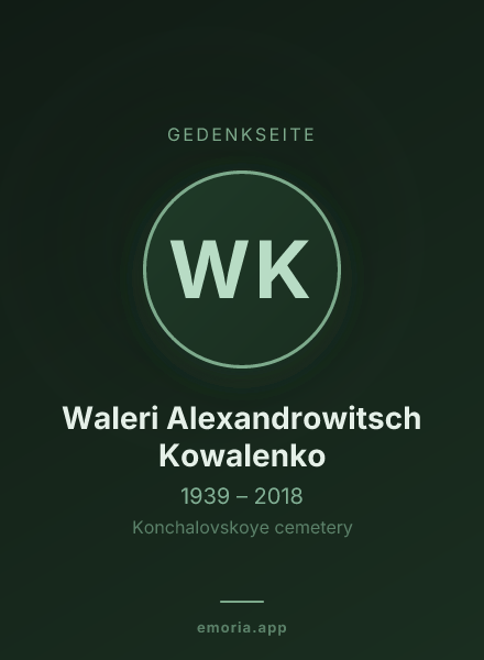 Gedenkportrait von Waleri Alexandrowitsch Kowalenko