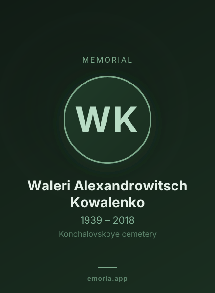 Memorial portrait of Waleri Alexandrowitsch Kowalenko