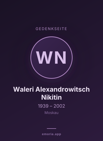 Gedenkportrait von Waleri Alexandrowitsch Nikitin