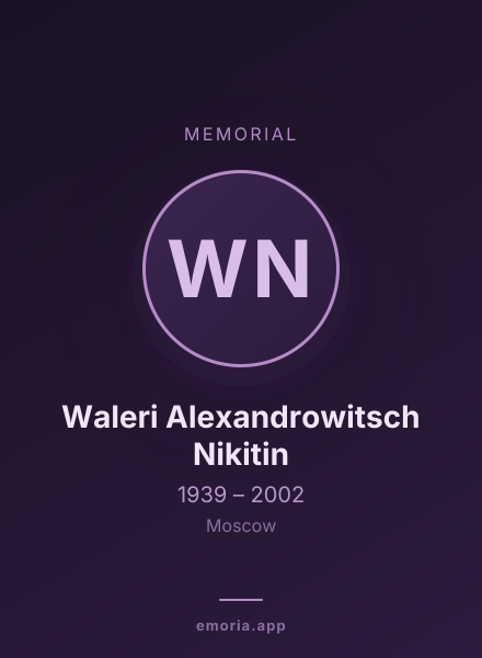 Memorial portrait of Waleri Alexandrowitsch Nikitin
