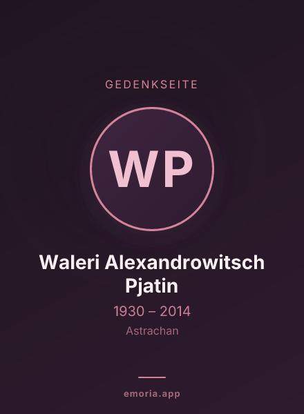 Gedenkportrait von Waleri Alexandrowitsch Pjatin