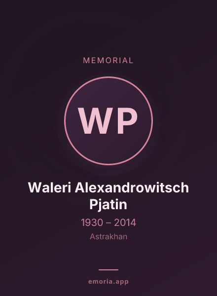 Memorial portrait of Waleri Alexandrowitsch Pjatin
