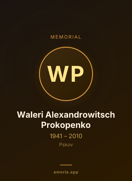 Memorial portrait of Waleri Alexandrowitsch Prokopenko