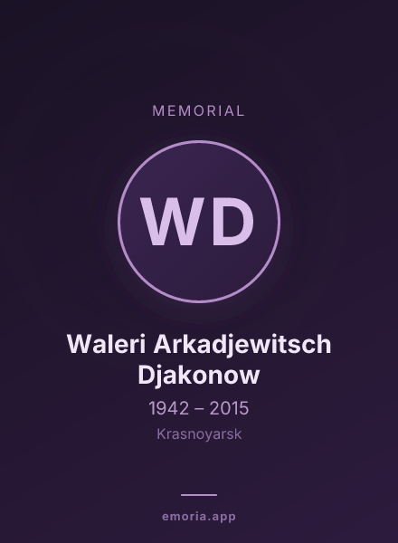 Memorial portrait of Waleri Arkadjewitsch Djakonow