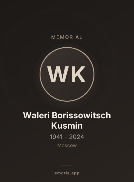 Memorial portrait of Waleri Borissowitsch Kusmin