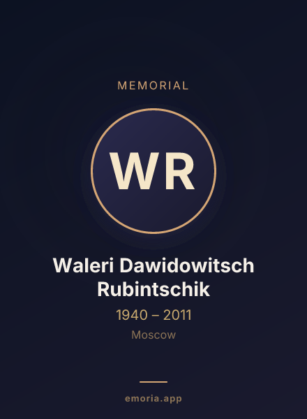 Memorial portrait of Waleri Dawidowitsch Rubintschik