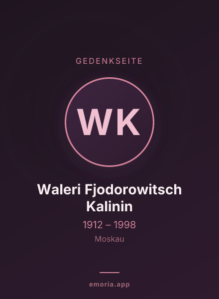 Gedenkportrait von Waleri Fjodorowitsch Kalinin